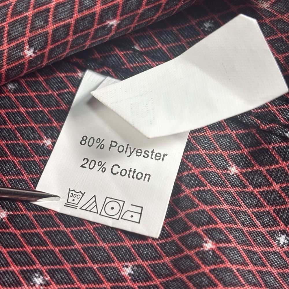 Mens XL Maroon Black Geometric Button Shirt Y2K Club Party Casual Short Sleeve - Picture 9 of 11